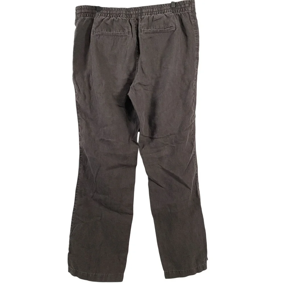 Onia Womens 100% Linen Drawstring Pants XL Brown Beach Vacation Travel Elastic - Picture 6 of 14